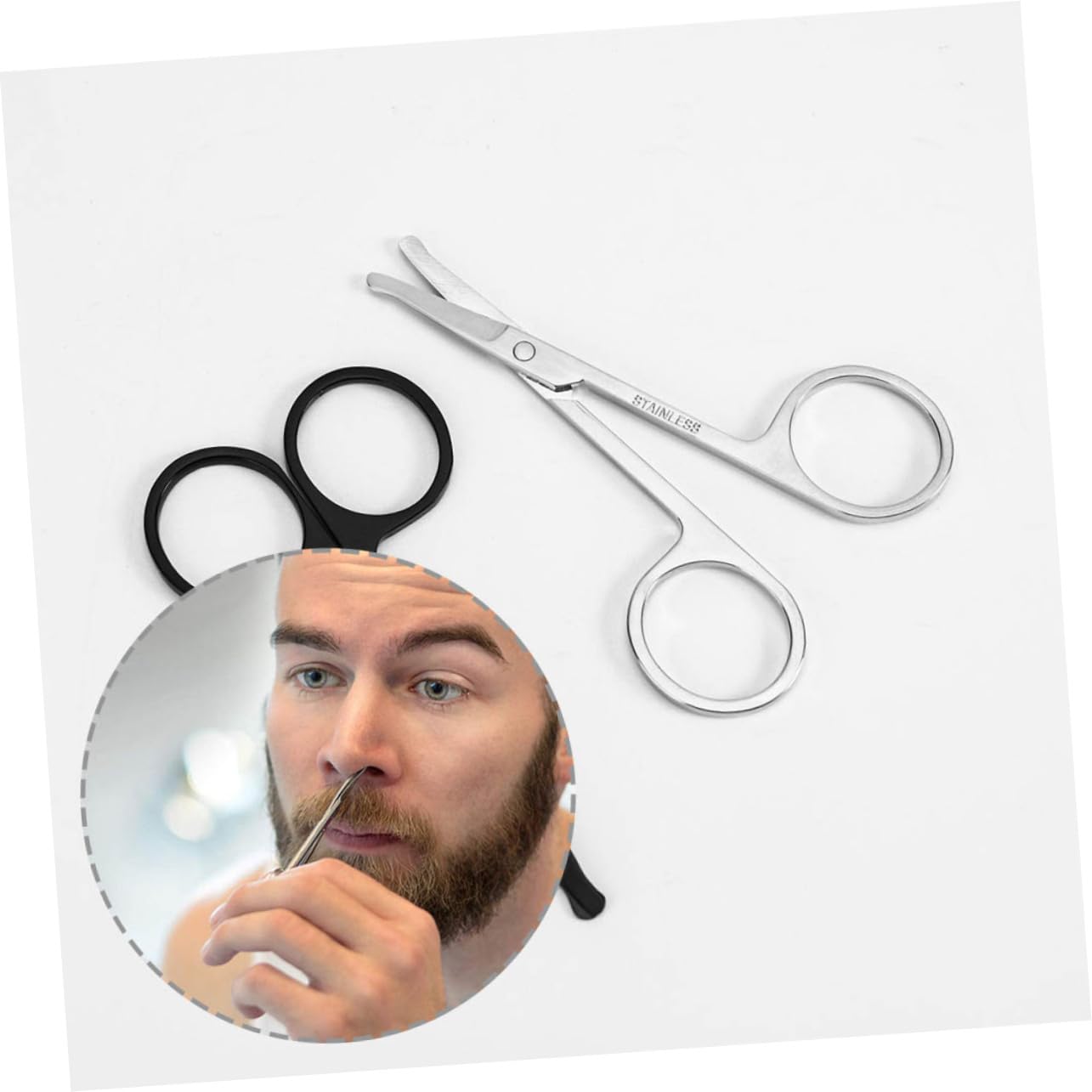 minkissy Nose Hair Trimmer Scissors Set 4pcs Facial Hair Scissors Eyebrow Trimmer Grooming Tools for Men Women