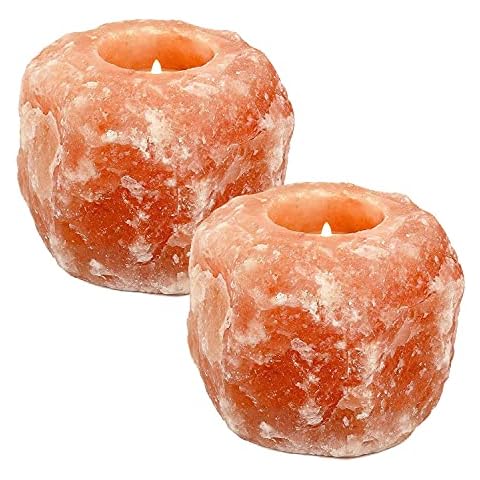 Magic Salt Himalayan Salt Lamp Candle Holder Lamps Natural Pink Salt Lamps Tealight Candle Holders Set Mineral Crystal Salt Lamp | Calming Meditation Aromatherapy Relaxing Candles Holders | Pack of 2 Cover