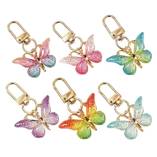 Image of 6 PCS Aesthetic Keychain, Cute Butterfly Bag Charms for Girls, Alloy Metal Key Chain Set with Six Pieces