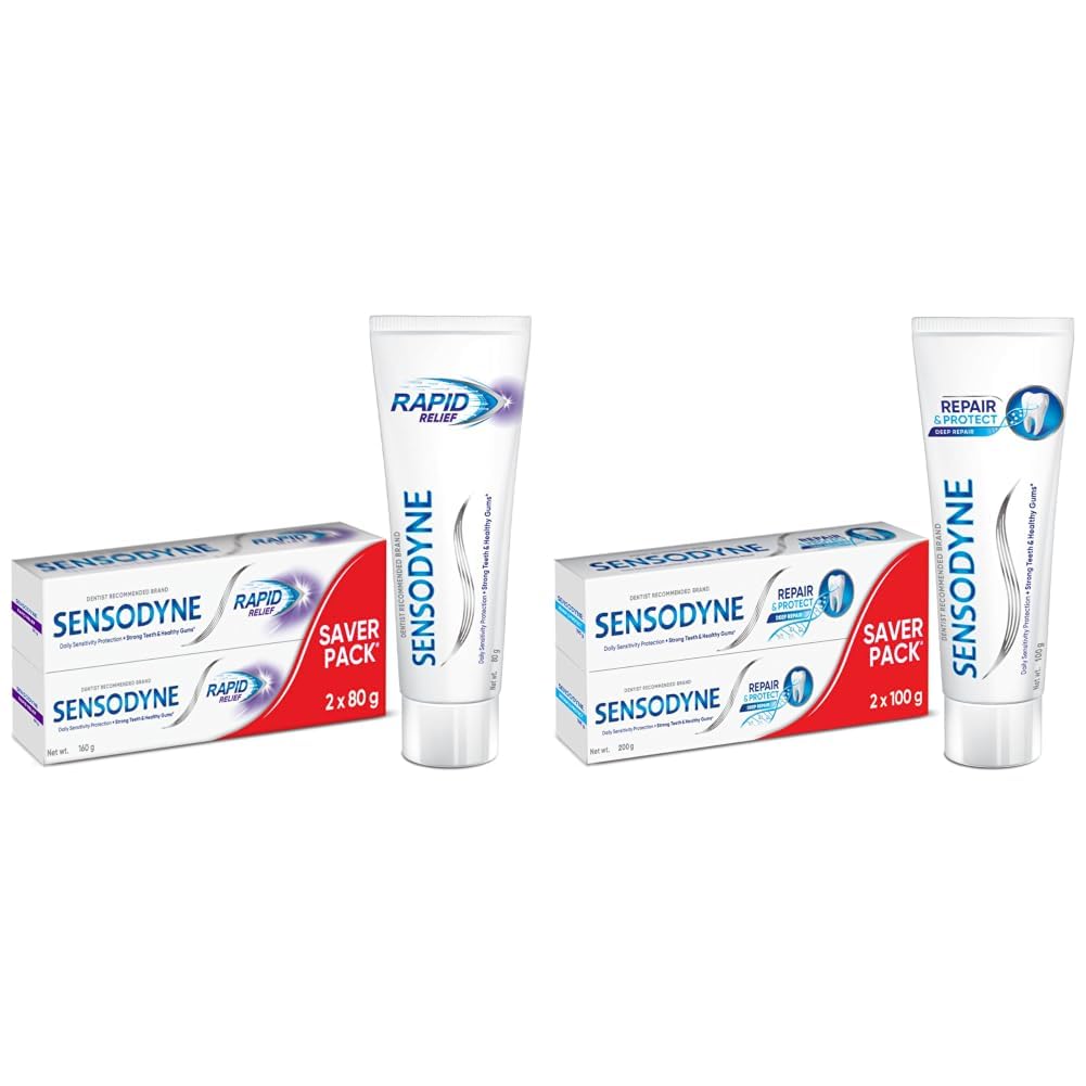 Sensodyne Toothpaste Rapid Relief | Fast Sensitivity Relief Tooth Paste Combo Pack - 160gm (80gm x 2) | Fresh Taste | Dentist Recommended & Toothpaste Repair and Protect | Tooth Paste for Daily-picture-14