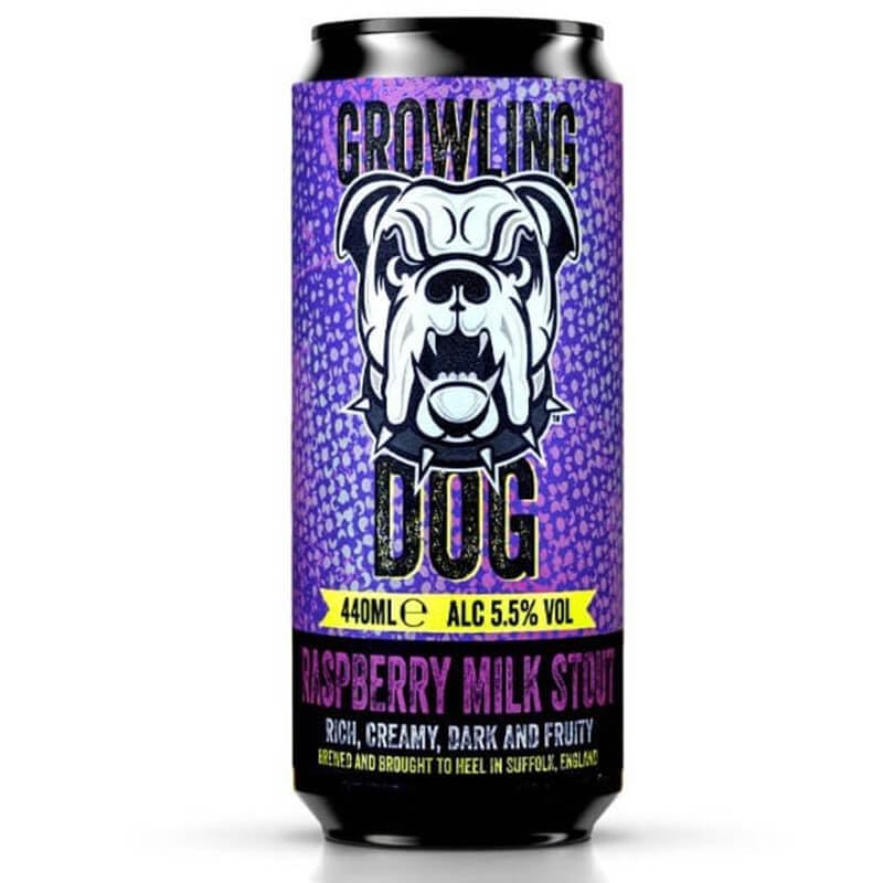 Growling Dog Raspberry Milk Stout | 5.5% ABV | Dark Raspberry Stout | 440ml, 12