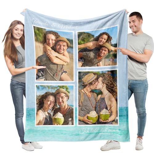 Easycosy personalisierte Decke für Paare - Geschenke für Sie Frauen Benutzerdefinierte Bild ersonalisierte Foto Kuscheldecke für Freundin… – Ansicht 1