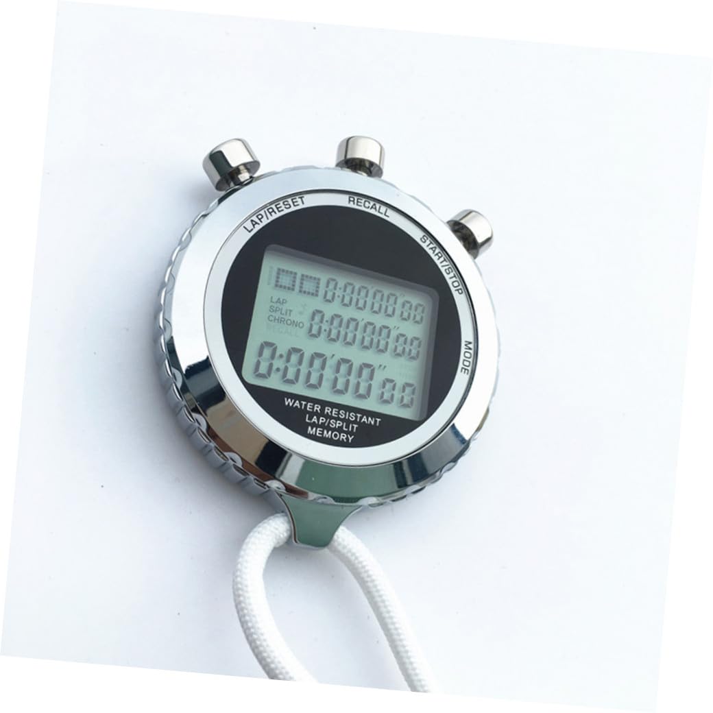 Cronómetro Digital Profesional con Cronógrafo y Temporizador Electrónico de Acero Inoxidable Portátil de 3 Niveles para Entrenamiento Deportivo