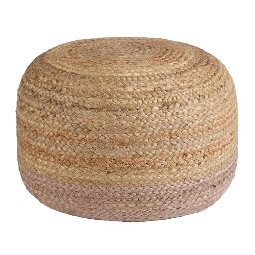 Jaipur Living, Jute Pouf, Round Stuffed Ottoman, Taupe/Beige, 18
