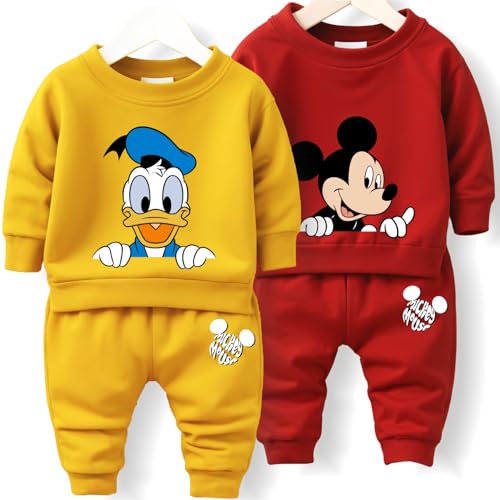 Image of Minicult Kids Cotton Co-ords Full Sleeve Sweatshirt and Pant Set with Character Print