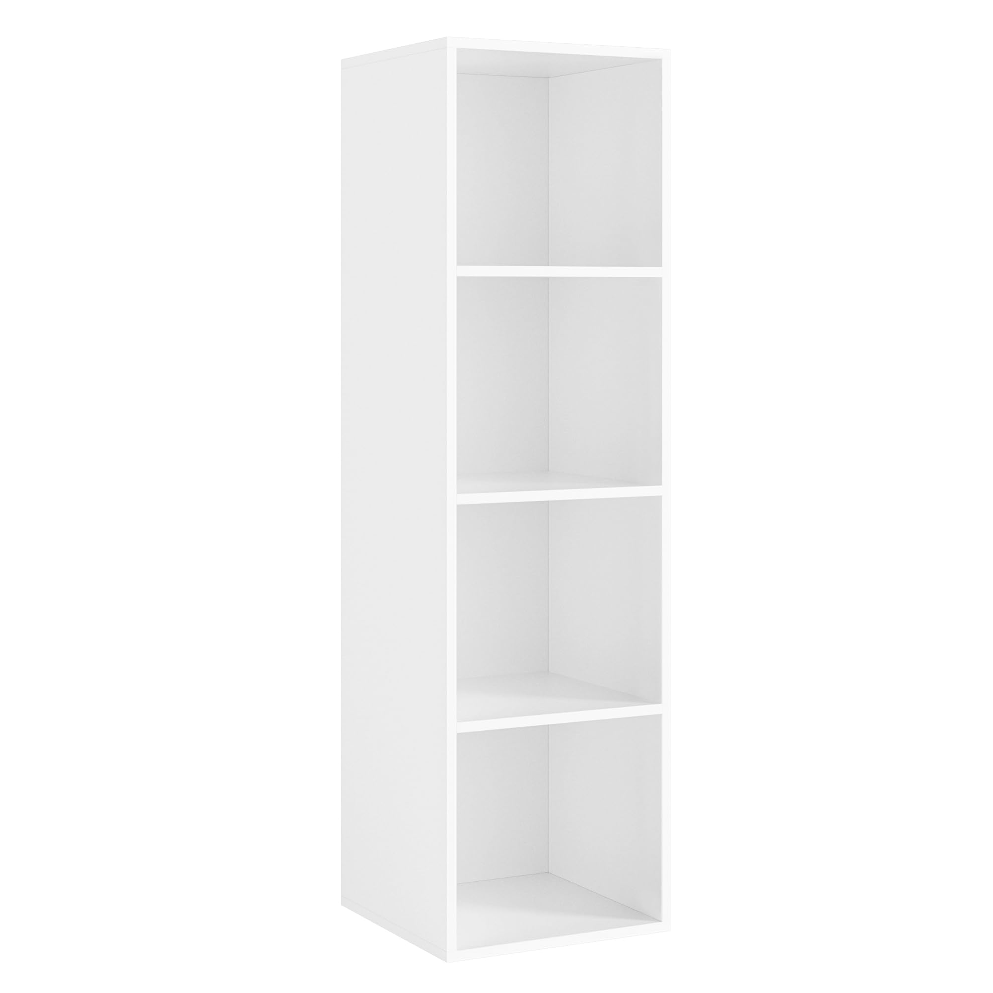 fevarbord Estantería con 4 Cubos, Librería Madera, Estantería para Libros, para Salón, Oficina, Estudio, Moderno (Blanco)