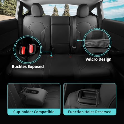 Image of Custom for Tesla Model Y Seat Covers Full Set (B-Black, 2022-2024)