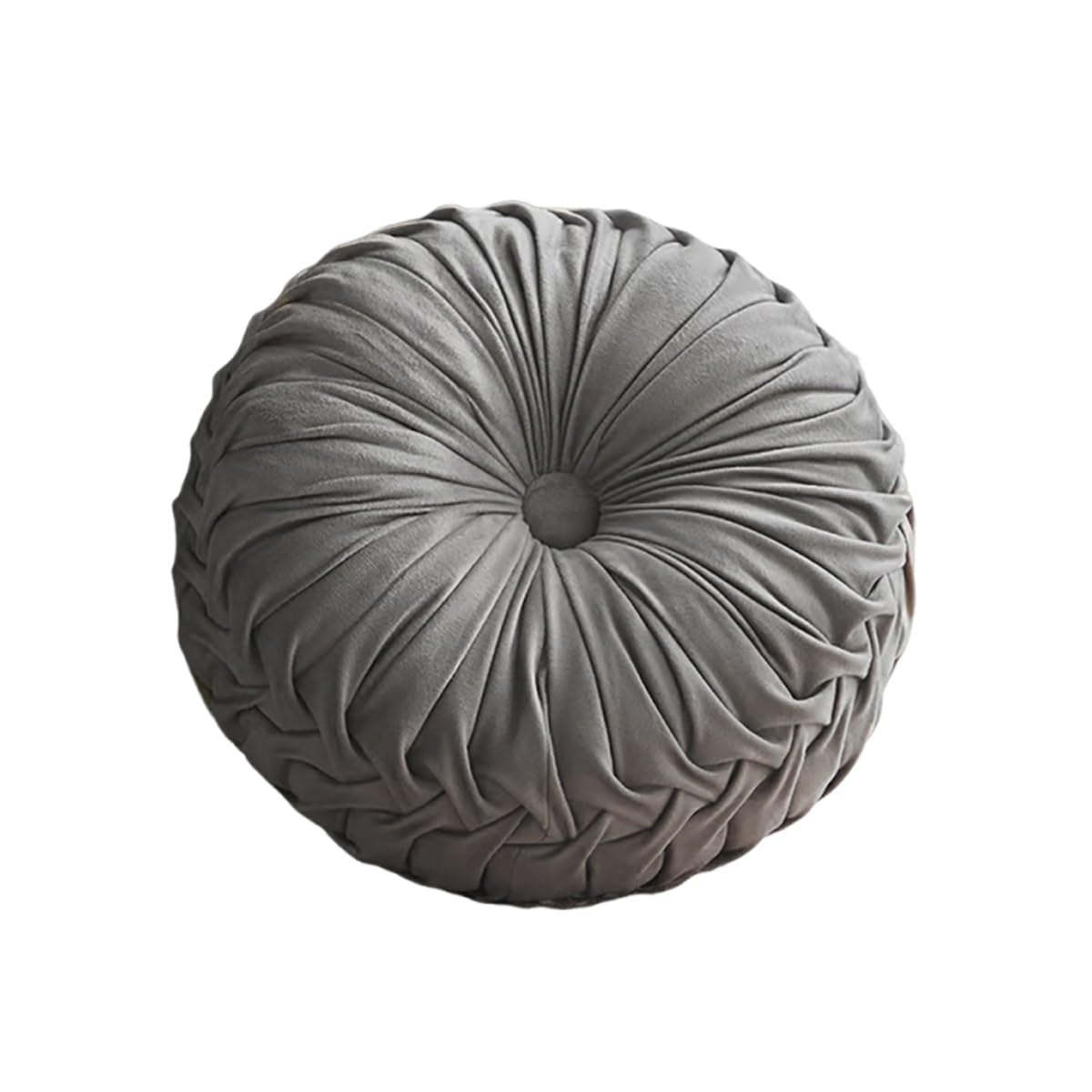 IRCKONCI Almohada redonda para sofá, cojín redondo para silla, cojín redondo plisado, almohada de calabaza adecuada, para sofá, cama, coche y suelo decorativo (gris)