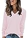 Long Sleeve Tunic Sweaters for Women Casual Crewneck Shirt Lightweight Pullover Top Fashion Loose Fit Fall Outfits (Light Pink,Large)
