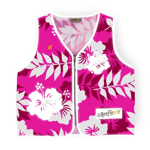 REEFLEXX Warnweste Damen Sicherheitsweste, erhöhte Sichtbarkeit im Straßenverkehr, Joggen, Fahrrad oder Auto, Pink Hibiscus, Größe L Cover