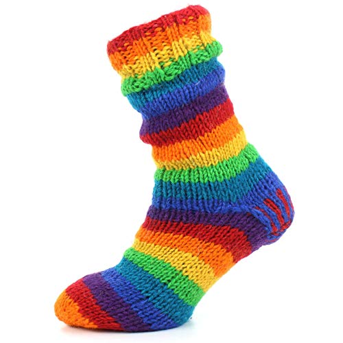 Chaussettes Laine Épaisses LOUDelephant Tricotées Main Doublées Polaire Homme Femme à Rayures