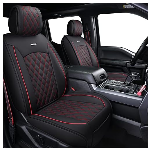 Aierxuan Car Seat Covers Full Set with Waterproof Leather Automotive Vehicle Cushion for Cars SUV Pick-up Truck Fit for 2009 to 2023 Ford F150 Carhartt and 2017 to 2023 F250 F350 F450(Black and Red)