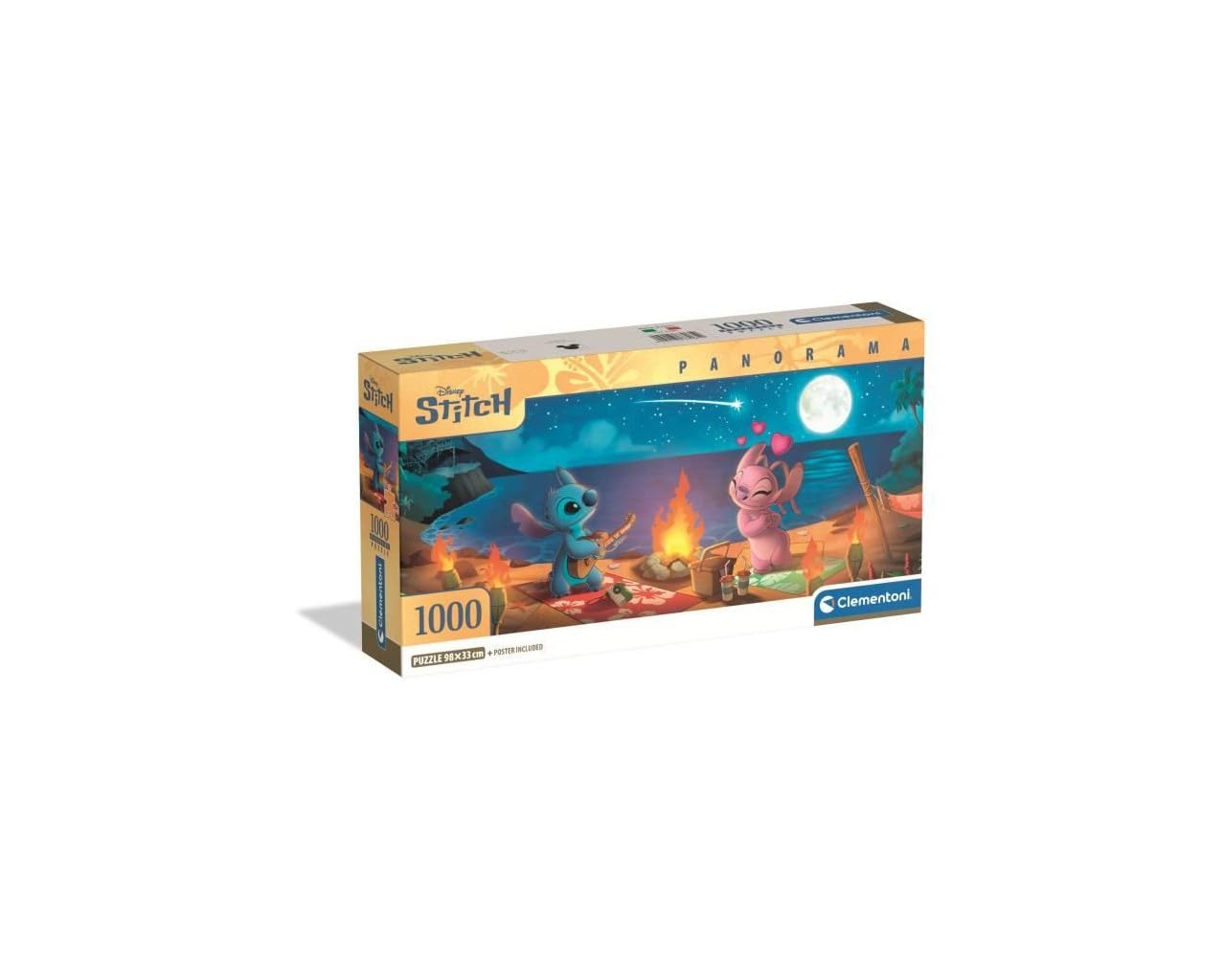 Clementoni Puzzle 1000 pieces Panorama Disney Stitch, Compact Box, Puzzle for Adults 14-99, Made in Italy, 37061