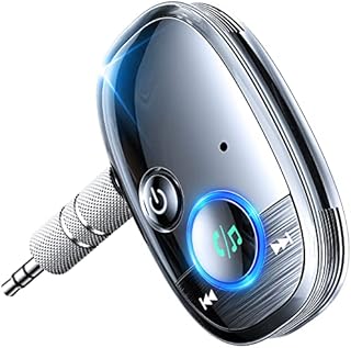 AINOPE Bluetooth Aux Adapter for Car, Upgraded 6.0 Blue Tooth Adapter for Car iPhone 3.5mm Aux Input/Home Stereo/Wired Headphones/Hands-Free Calls Bluetooth Transmitter Noise Canceling Enhanced Mic