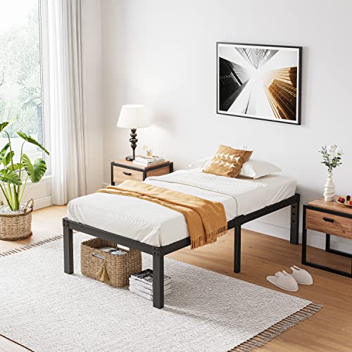 Gdduck 18 Inch Twin Bed Frame Metal Platform Bed Frame With Storage，Sturdy Steel Frame No Box Spring Needed,Black Frame Heavy Duty Noise-Free,Easy Assembly，Support Up To 2500Lbs #TOP6