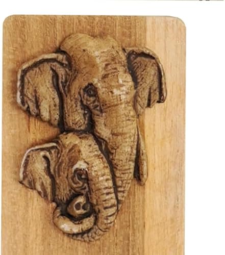 Miniatura 5 de WitnyStore Marcapáginas de madera tallada de 7 pulgadas de largo, elefante para papá y bebé, hecho a mano, accesorio de artesanía de madera único,