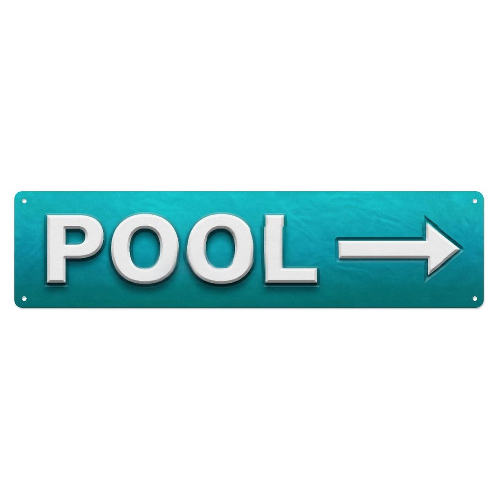 Swimming Pool Tropical Paradise Metal Tin Skinny Sign Plaque Wall Decor for Cafe, Club Bar, Office, Home Garden Metal Poster 4x16Inch