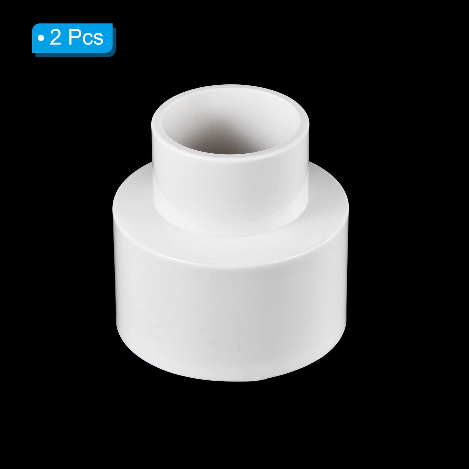 PATIKIL PVC Reducer Pipe Fitting 63mm to 40mm ID, 3 Pack Straight Coupling Adapter Connector, White - Image 3