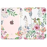 MoKo Case Fit iPad mini 7 Case (2024 A17 Pro) & iPad mini 6 Case, iPad mini 6th Generation Case 2021(8.3”), Shockproof Slim TPU Translucent Lightweight Cover for iPad mini 7th, Fragrant Flowers