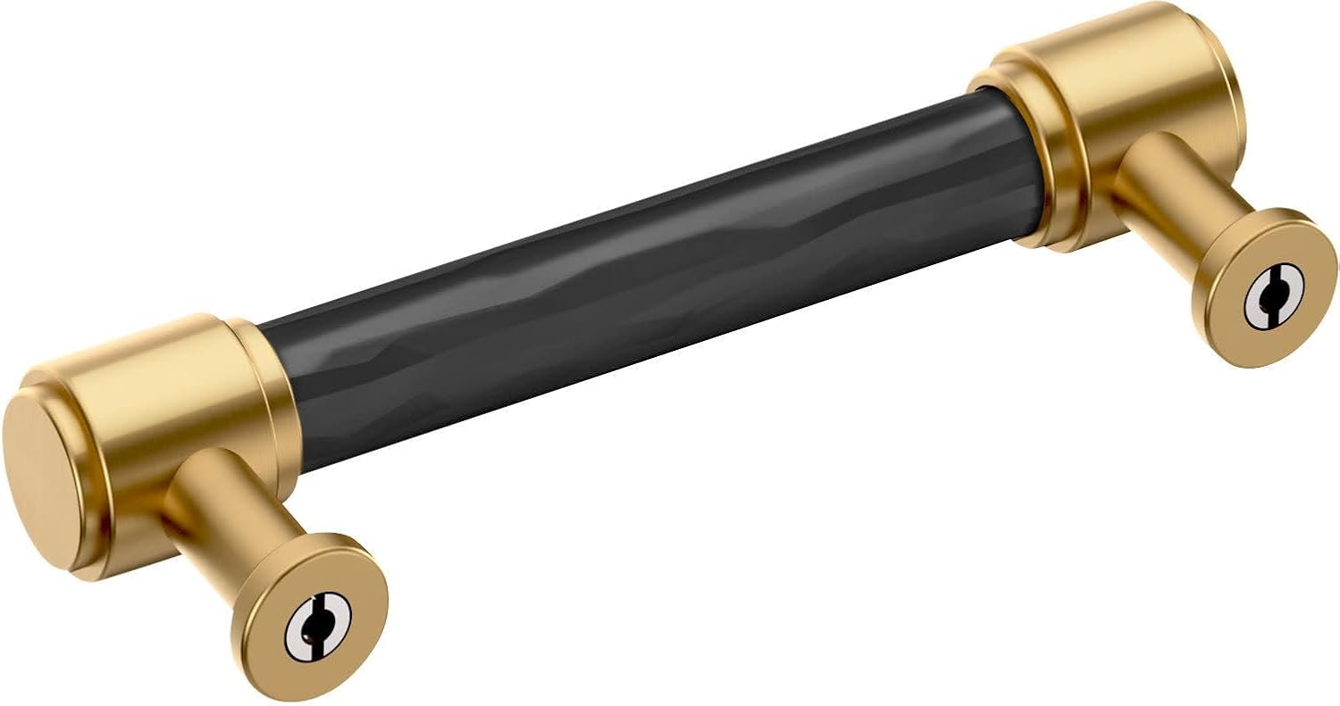 Signature Hardware 954060-334 Lazzara 3-3/4 Inch Center to Center Hammered Bar Cabinet Pull - Golden Champagne/Satin Nickel