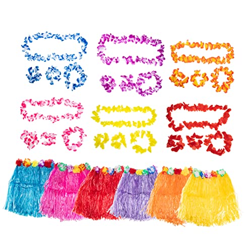 Costume de plage hawaïen adulte : kit de jupes tropicales et accessoires de fête