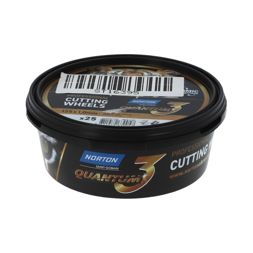 Norton Quantum3 Disco da taglio diamantato - 125x1x22.23mm, Ultra-sottile 1mm, Qualità industriale, Particolarmente adatto per acciaio e acciaio inossidabile, Taglio efficiente e preciso