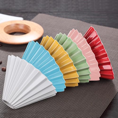 EHERDM Coador de café de cerâmica com suporte de xícara de madeira, elegante coador V60 em forma de