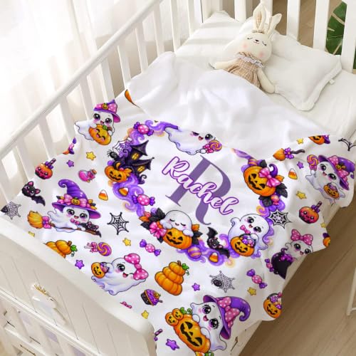 Personalized Baby Blanket for Girls,Custom Halloween Blanket with Name - image 2