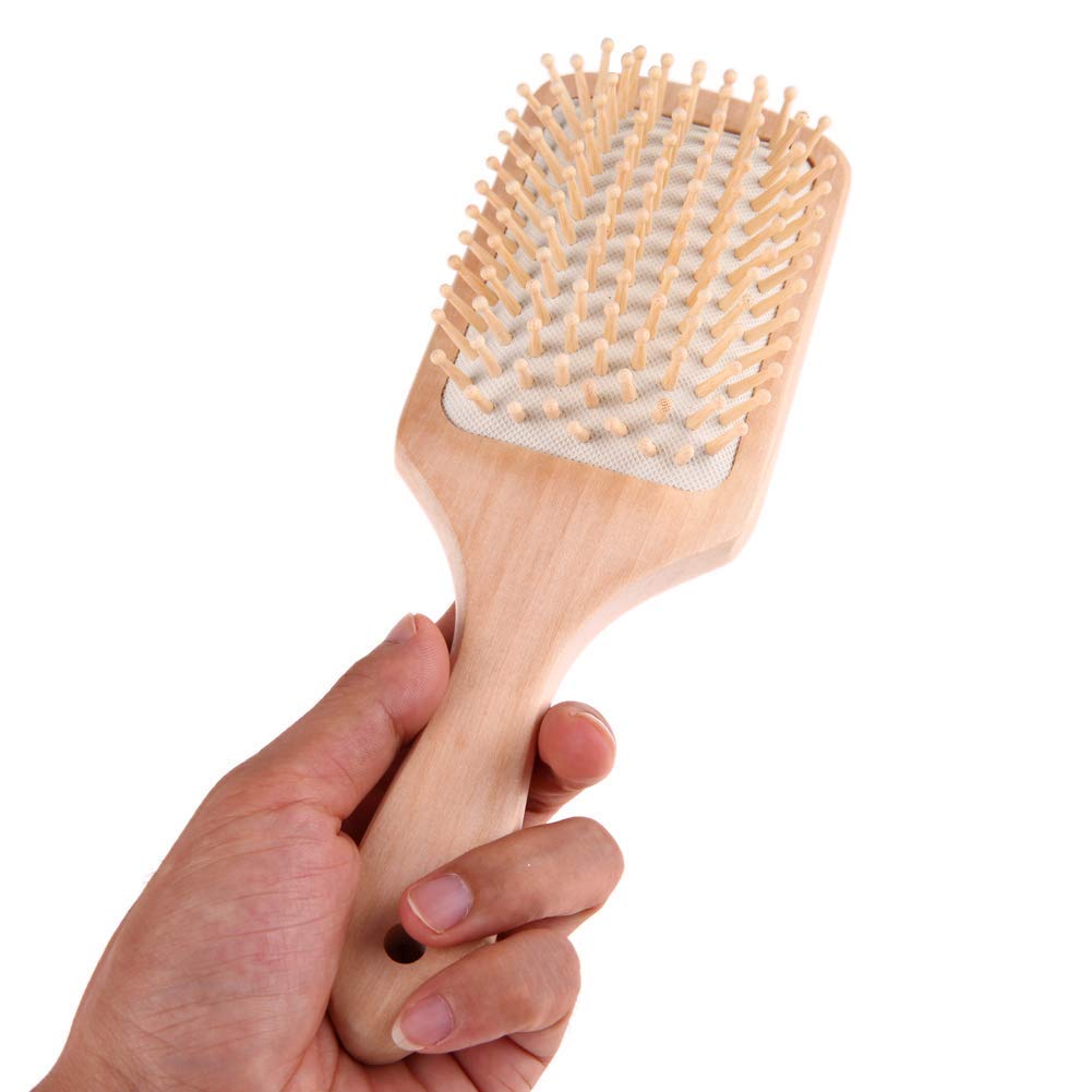 ayushicreationa Wooden Hair Comb Healthy Paddle Cushion Hair Loss Massage Brush Beige_Color (Pack of 1) 1