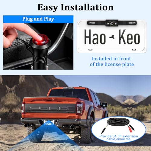 Image of Backup Camera for Truck 5 Inch 1080P Front Rear View Monitor kit Auto Color Image Night Vision, Plug & Play,IP69 Waterproof Grid Lines for Car /RV /Tractor /Semi-Trailers /Pickup H11
