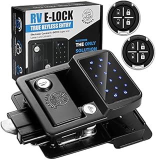 Novustech Rv Keyless Entry Door Lock, 0 to 9 Password Keypad Rv Door Lock Keyless Entry Handle with Integrated LED Keypad and 2 Fobs for Camper Locks and Keys with Deadbolt