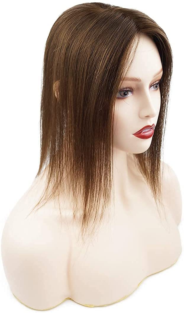 Majik Silk Base Human Hair Closure/Topper for Women Front Hair 4x4 (10 Inch, Golden Brown) Free Neem Wood Comb