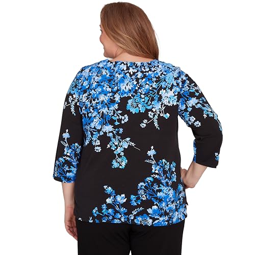 Floral Asymmetric Three Quarter Sleeve Top2