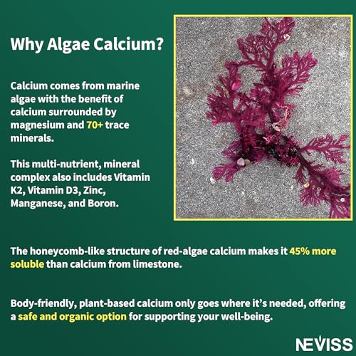 Neviss NV-ALGAECAL-GUMMY Algae Calcium Gummies 600Mg With Vitamin D3, C, Magnesium, Boron, Manganese, Plant-Based Calcium Supplement For Bone Health & Strength, Minerals Complex, Gentle Digestion, Sugar Free thumb #4