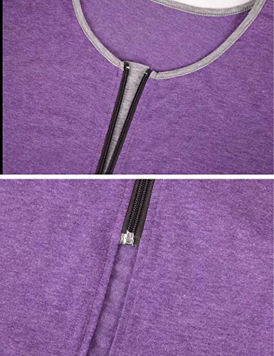 Image of Bloggerlove Zipper Front Robes for Women House Coat Half Sleeve Loungewear Long Nightgown with Pockets S-3XL