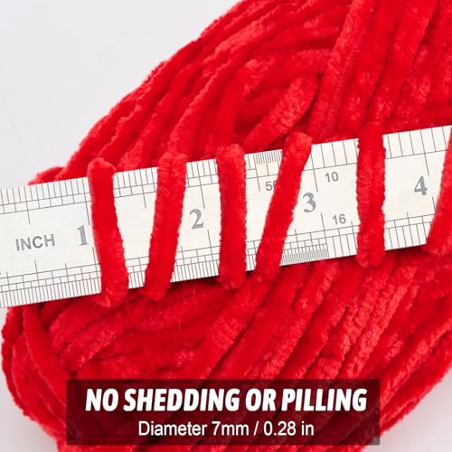 Image of Soft Velvet Chenille Yarn for Crocheting, Super Bulky Yarn for Blankets