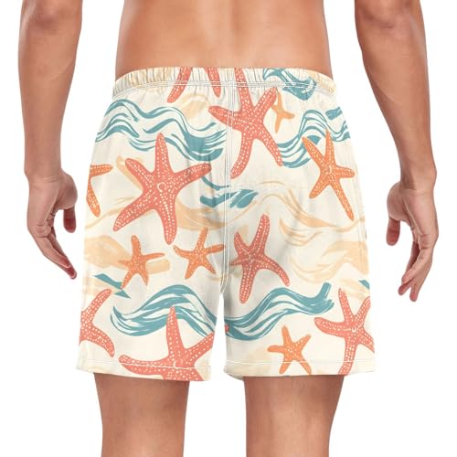 Men's Swim Trunks Red Starfish Pattern Quick Dry Swimwear Beach Shorts with Pockets2