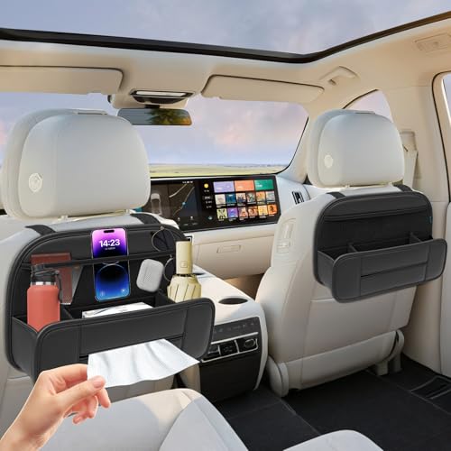 Organiseur de voiture en cuir premium FLORICH, rangement de siège suspendu haut de gamme 5 en 1
