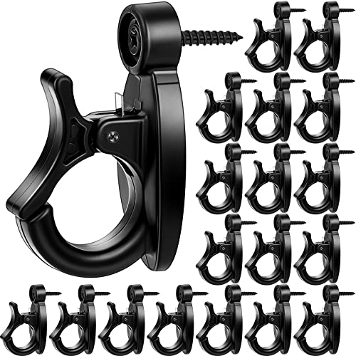 Timgle 60 Pcs Light Hangers Hooks String Light Hooks Screw in Ceiling Hooks for Hanging Lights Black Outdoor Light Clips with Safety Buckle for Door Wall Wire Plants Home Patio Garage Kitchen