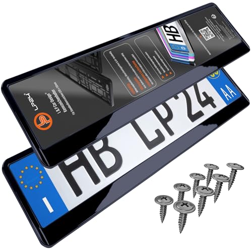 Portatarga Auto - Supporto Targa - [semplice, durevole e sicuro] - 8 viti - 520x110 mm - Nero brillante - Porta Targa - adatto a qualsiasi auto - per targhe italiane omologate - Fissaggio per Targa