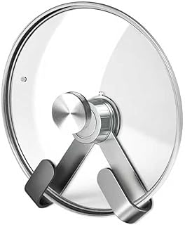 Adjustable Pot Lid Holder, No Drill Adhesive Mount, Pot Lid Organizer for Cabinet Door/Wall Mounted, Fits 6-14" Lids