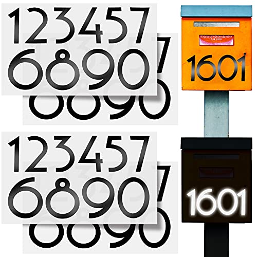 60 Pieces Mailbox Numbers Sticker Reflective Self Adhesive Vinyl Waterproof 0-9 Number Diy Decorations For Mailbox, Sign, Door, Car, Business, Address Number (Black,3 Inch) #TOP1