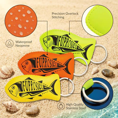 Image of 2 Pack Boat Key Float, Glow in the Dark Floating Keychain for 5-6 Boat Keys,100% Waterproof Key Floats,Strong Buoyancy,Floating Key Ring, Orange & Yellow