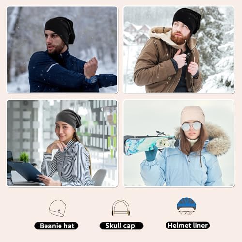 Produktbild von Atmungsaktive Beanie-Mütze Für Den Winter,Asudaro Cuffed Plain Winter Strickmütze Faltbare Beanie Mützen Winter Thermo Faltbare Radmütze Universal Für Radsport Laufen Skifahren Snowboard Grau