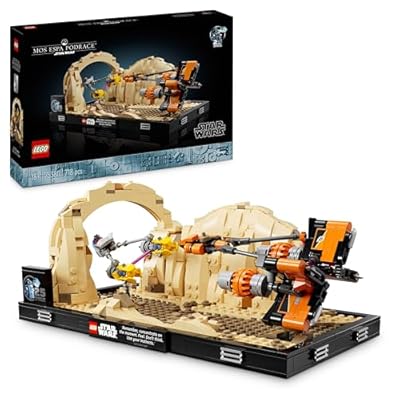 LEGO Star Wars: La Amenaza Fantasma Diorama: Carrera de Vainas de Mos ESPA Maqueta de Construcción para Adultos  Vaina de Carreras de Anakin Skywalker  Regalo para Hombres y Mujeres 75380