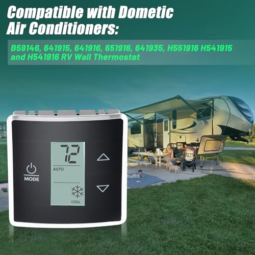 3316250.712 RV Thermostat for Dometic RV/Camper Conditioners, Wall Thermostat Single Zone Control for Cool/Furnace/Heat Strip, 12V DC, Capacitive Touch, Blue Backlight