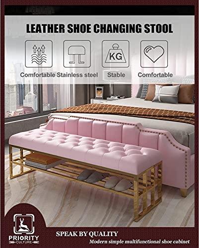 Banc à chaussures design en cuir et acier pour dressing moderne - 4
