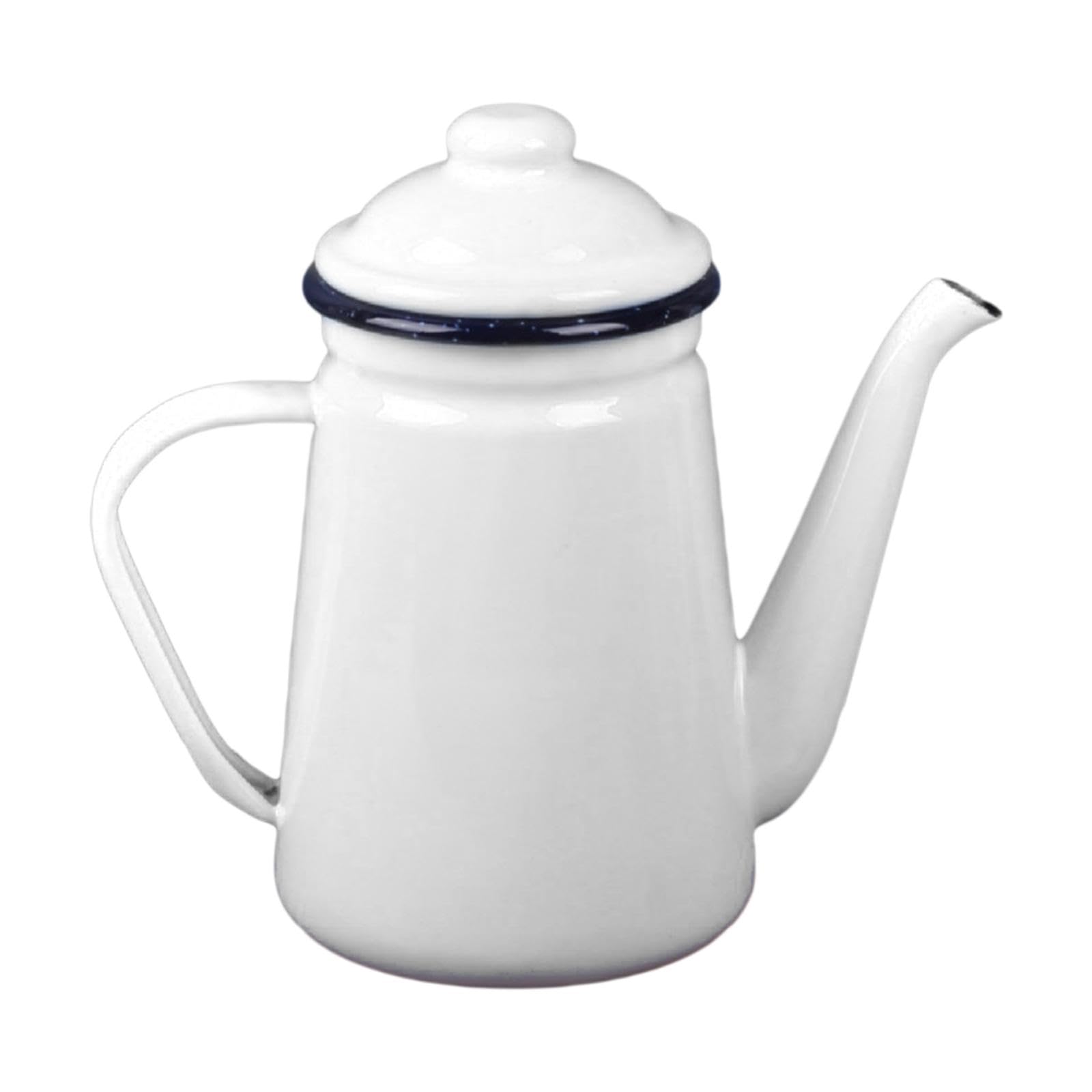 Fenteer Cafetera Esmaltada de 1,1 Litros, Diseño Moderno Y Elegante, blanco, tal como se describe