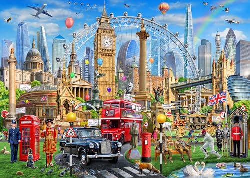 Jigsaw Puzzles for Adults 1000 Piece London Impression 27.56 x 19.69 Inch Educational Game Challenge Toy Landmarks Puzzles