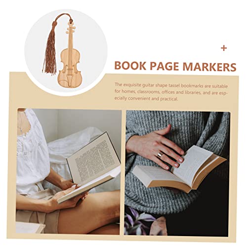 Marque Pages Violon anti-pages cornées, solution de lecture pratique avec pompons - 3
